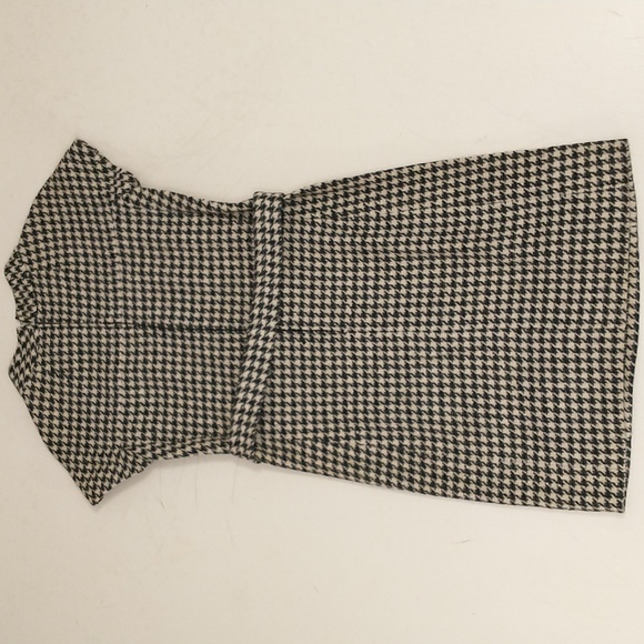 Vintage 60s Wool Dress Houndstooth Check Black & White Classy Midi SeeMeasure - Picture 10 of 16